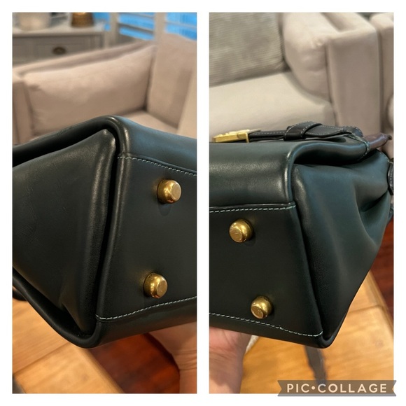 COACH $595 Tate Carryall 29 in Colorblock Amazon Green Leather Satchel Bag - Picture 12 of 17